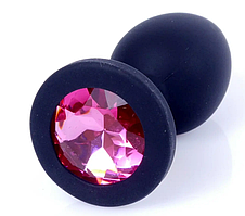 Силіконовий анальний затор Boss Series - Jewellery Black Silicon PLUG Small Pink S, фото 3