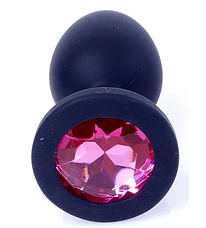 Силіконовий анальний затор Boss Series - Jewellery Black Silicon PLUG Small Pink S, фото 4