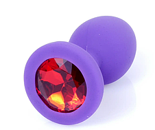 Силіконовий анальний затор Boss Series - Jewellery Purple Silicon PLUG Small Red S, фото 3