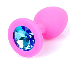 Силіконовий анальний затор Boss Series - Jewellery Pink Silicon PLUG Small Light Blue S, фото 3