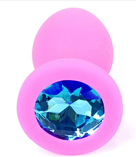 Силіконовий анальний затор Boss Series - Jewellery Pink Silicon PLUG Small Light Blue S, фото 4