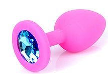 Силіконовий анальний затор Boss Series - Jewellery Pink Silicon PLUG Small Light Blue S, фото 6