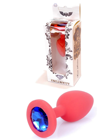 Силіконовий анальний затор Boss Series - Jewellery Red Silicon PLUG Medium Blue M, фото 1