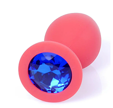 Силіконовий анальний затор Boss Series - Jewellery Red Silicon PLUG Medium Blue M, фото 3