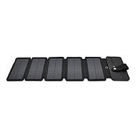 Solar panel 5 Foldings, built-in microUSB cable, Output: 5 /1,2 А(USB), plastic, Black, Corton box Код: