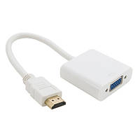 Конвертер micro HDMI (тато) на VGA(мама) 30cm, White, 4K/2K, Пакет