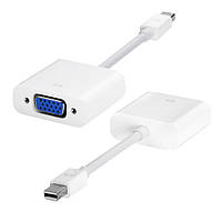 Конвертер mini Display Port (тато) на VGA (мама) 30 cm, White, 4K / 2K, Пакет