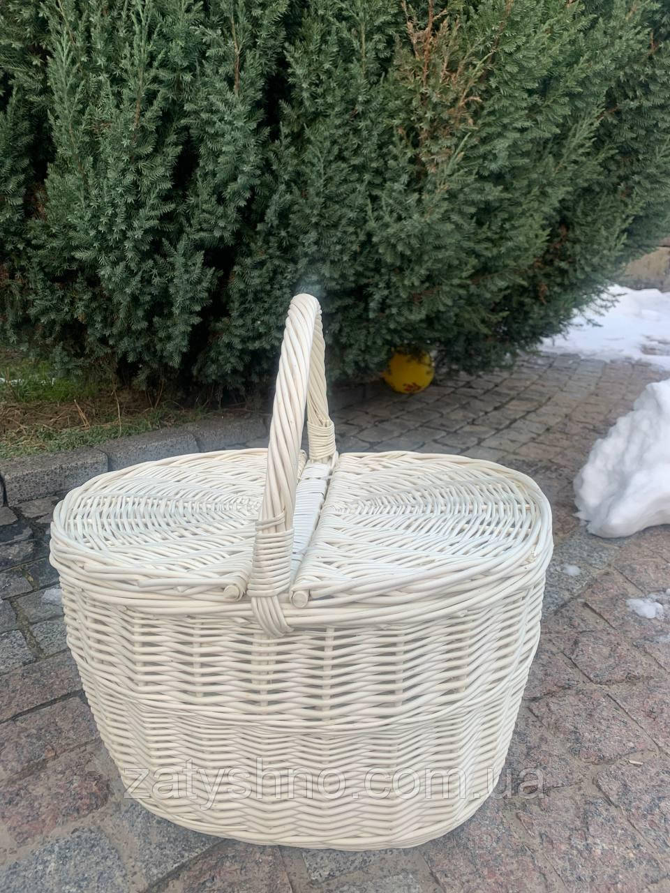 Кошик плетений із кришкою, білий