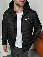 Черная куртка Nike мужская короткая весна-осень ,Молодежная спортивная куртка Найк черная с капюшоном