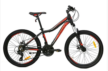 Підлітковий гірський велосипед Crosser Streаm 24 дюймів розмір рами 14" BLACK-RED