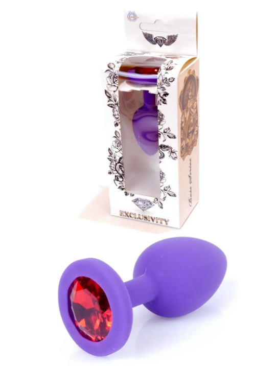 Силіконова анальна пробка Boss Series — Jewellery Purple Silicon PLUG Medium Red M, фото 1