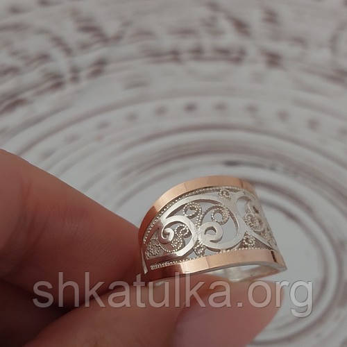 Кольцо серебряное Илеонора с золотыми пластинами - фото 2 - id-p1774440382