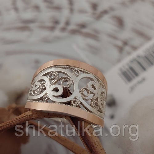 Кольцо серебряное Илеонора с золотыми пластинами - фото 3 - id-p1774440382