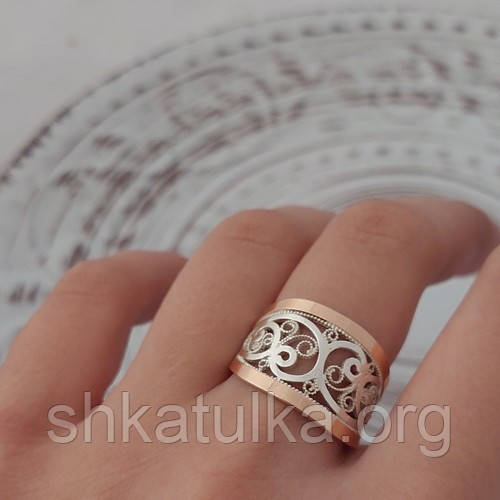 Кольцо серебряное Илеонора с золотыми пластинами - фото 5 - id-p1774440382