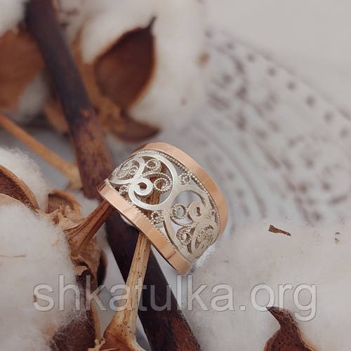 Кольцо серебряное Илеонора с золотыми пластинами - фото 9 - id-p1774440382