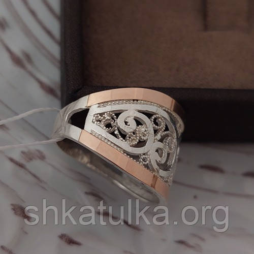 Кольцо серебряное Илеонора с золотыми пластинами - фото 6 - id-p1774440382