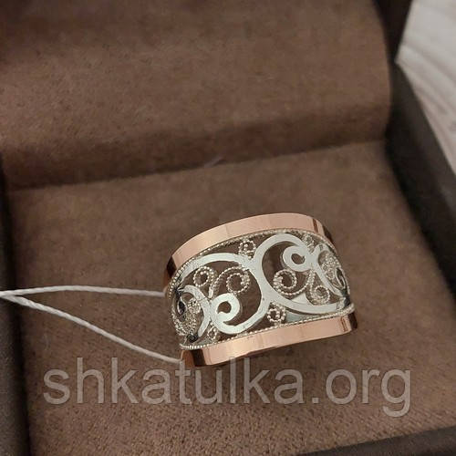 Кольцо серебряное Илеонора с золотыми пластинами - фото 1 - id-p1774440382