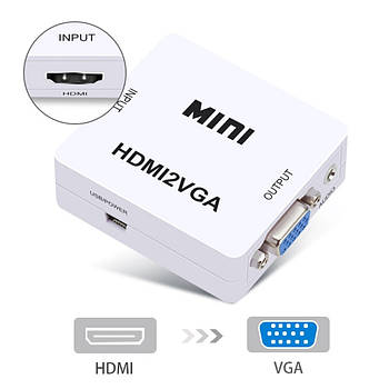 Конвертер перехідник HDMI to VGA / Адаптер перехідник / Аудіо перехідник