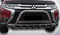 Кенгурятник на Митсубиши аутлендер 2015-2018 с логотипом Mitsubishi передняя защита