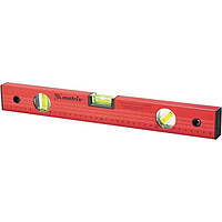 Рівень алюмінієвий, 1000 мм, 3 вічка, червоний, лінійка// MTX