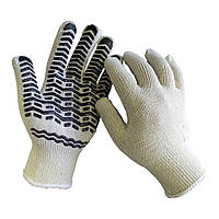 Рукавички трикотажнi  бiлий колiр з ПВХ нанесенням чорна риска,  р.10 WERK