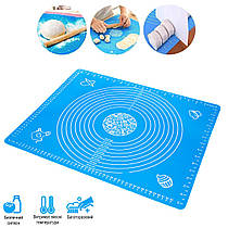 Силіконовий коврик для тіста 40х50см Блакитний, силіконовий килимок для випічки (силиконовый коврик)