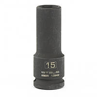 Головка ударна подовжена шестигранна, 15 мм, 1/2"", CrMo // Stels