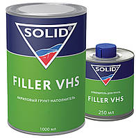 Грунт-наполнитель акриловый с содержанием сухого остатка Solid Filler VHS 4+1, 1000 мл + 250 мл Комплект Белый