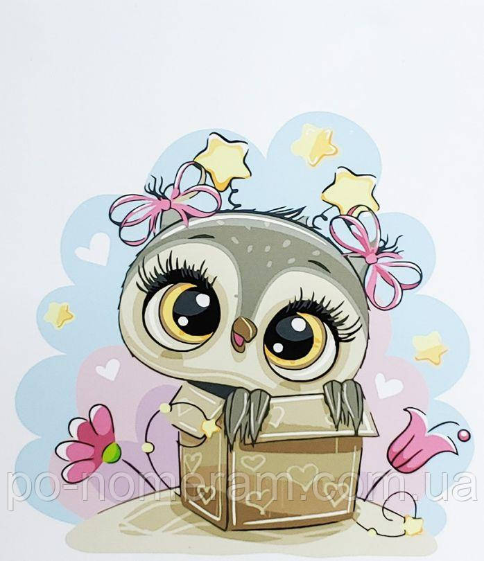 Акційна Картина за номерами Strateg Маленька дівчинка сова (SR-SS6670) 30 х 40 см, фото 1