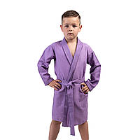 Детский вафельный халат Luxyart размер (4-7 лет) 30-32 100% хлопок сиреневый (LM-194)