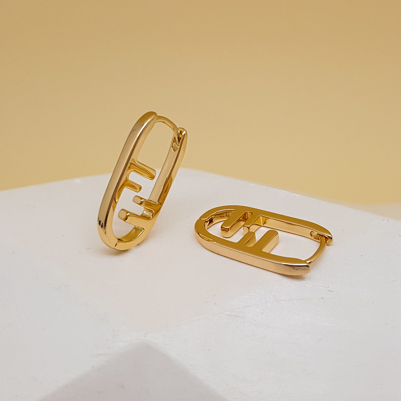 Сережки "Овал", без каміння, медичне золото Xuping MNML 18К