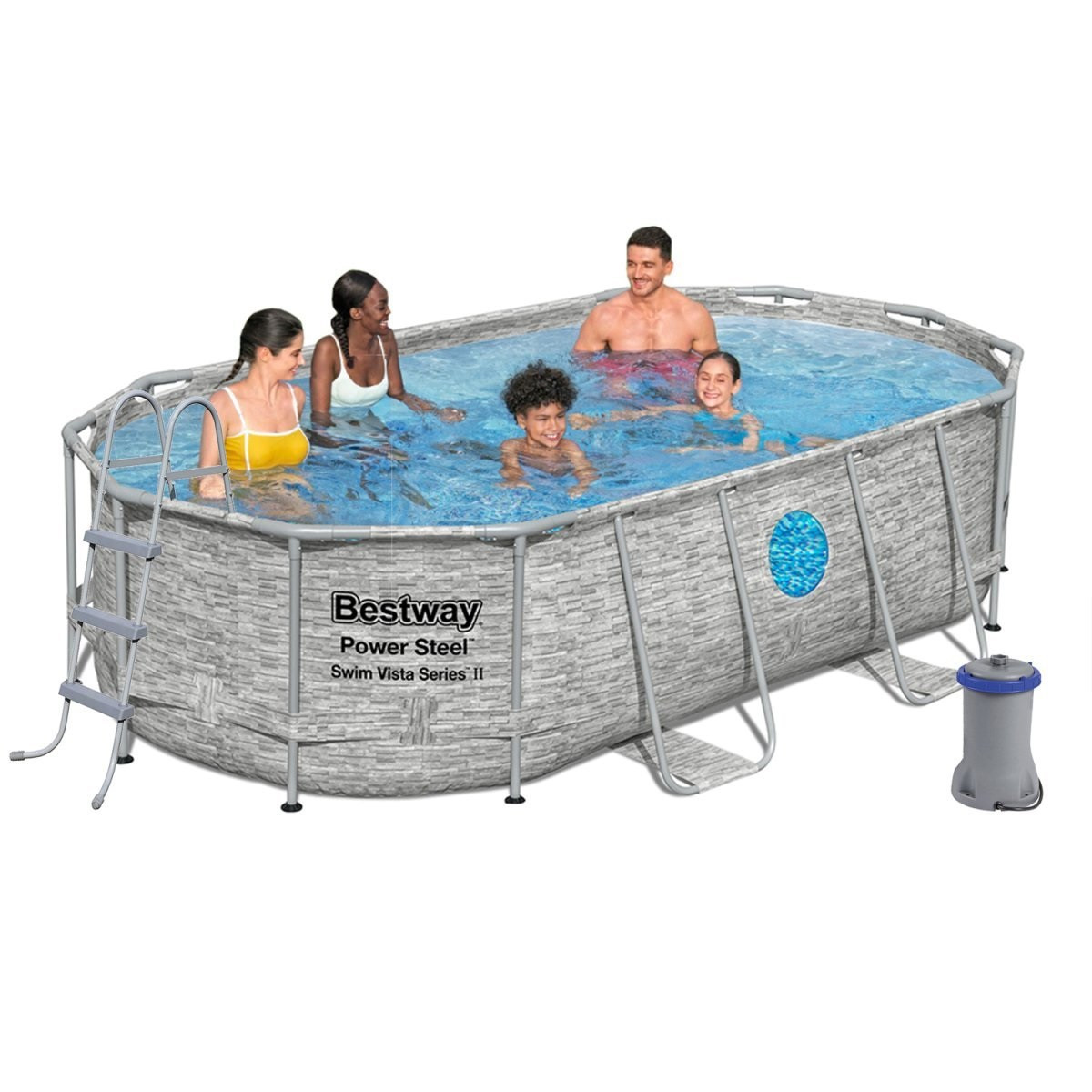 Каркасний басейн 56714, 427х250х100 см (картріджний фільтр-насос 2 006 л/год, дозатор, сходи, тент), фото 1