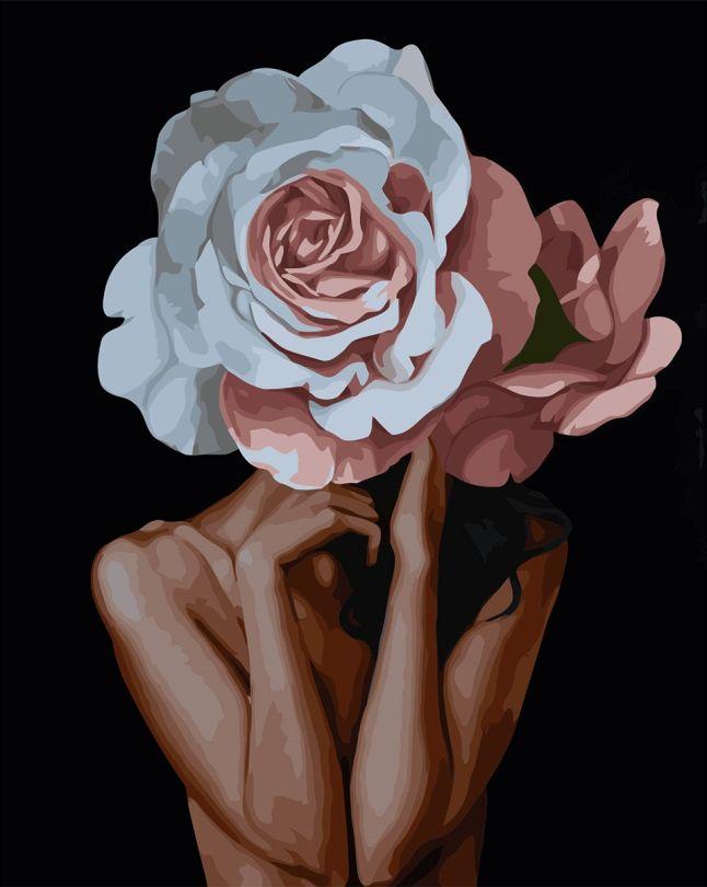 Акційна Картина за номерами Strateg Дівчина-піон (SR-VA-3090) 40 х 50 см, фото 1