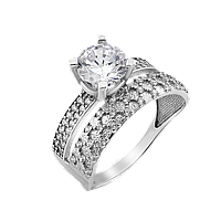 Кольцо серебряное двойное Рэя с камнями разного размера