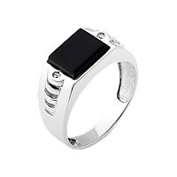 Мужской перстень серебряный с черным ониксом Квадро
