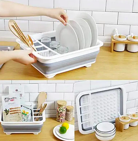 Сушарка складна силіконова для посуду 36х31,5х13см