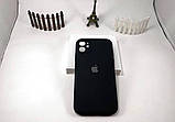 Чохол Silicone Case для Apple iPhone 11 чорний с квадратними бортиками, чехол силикон на 11 айфон (18 black), фото 3
