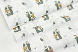 Лоскуток.Ситець 100% хб "Лами та пташки" сірого кольору на білому No см-0157, 43*95 см, фото 3