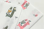 Ситець 100% хб "Лами та пташки" коралового кольору на білому No с-0153, фото 6