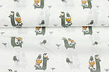 Лоскуток.Ситець 100% хб "Лами та пташки" сірого кольору на білому No см-0157, 43*95 см, фото 5