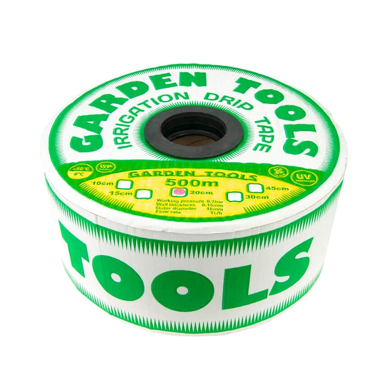 Крапельна стрічка щілинна 16 мм, крок 20 см, товщ. 6 mils, 1,0 л/год, Garden Tools, (бухта 500 м), фото 1