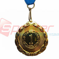 Медаль наградная с лентой 1 место J25-05G(5 см.)