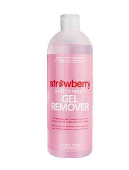Засіб для зняття гель-лаку Jerden Proff Gel Remover з ланоліном, полуниця з вершками, 500 мл