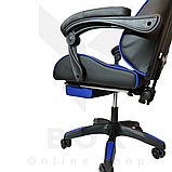 Ігрове комп'ютерне крісло Malatec (Чорне з синім) - Геймерське крісло з підставкою для ніг Malatec, фото 6