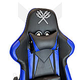 Ігрове комп'ютерне крісло Malatec (Чорне з синім) - Геймерське крісло з підставкою для ніг Malatec, фото 5