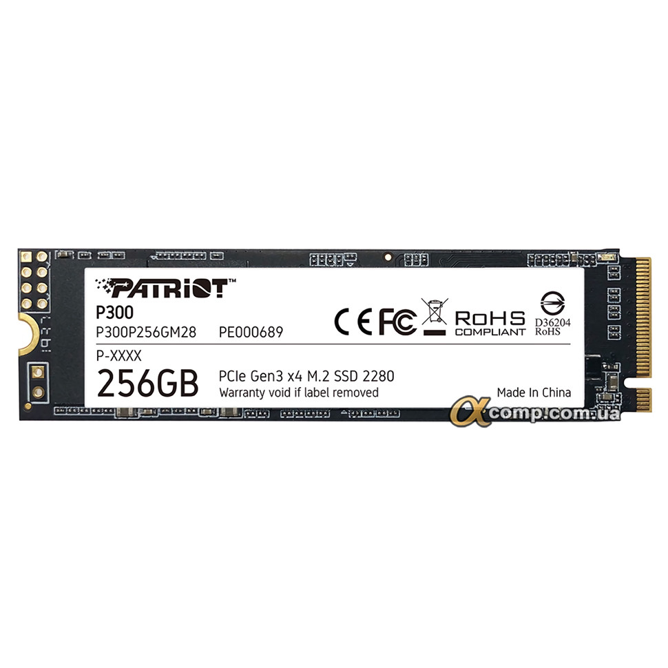 Накопитель SSD M.2 256Gb Patriot P300 M.2 2280 PCIe 3.0 x4 TLC (P300P256GM28) 1100/1700