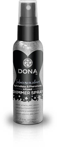 Спрей для тіла з блискітками і феромонами DONA Shimmer Spray Silver | Limon, фото 2