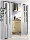 Напівзасклені двері гармошка 86x203см посилені. Білий ясен. Доставка, фото 3