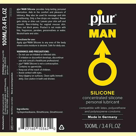 Лубрикант на силіконовій основі Pjur Man Basic Personal Glide 100 мл | Limon, фото 2