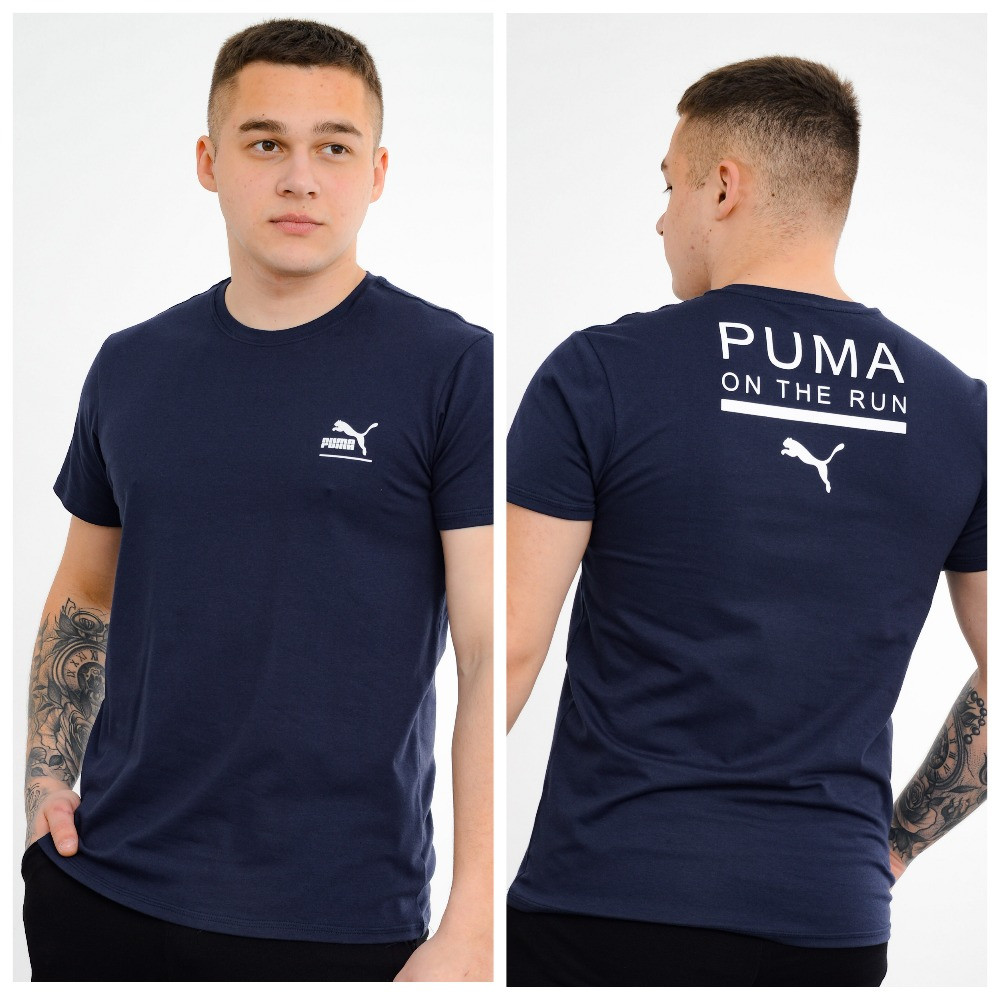Чоловіча футболка Puma (спинка) синій+сірий